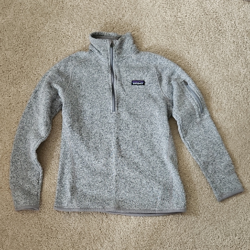Patagonia Gray Half Zip Knit Pullover with Logo Patch - Size M